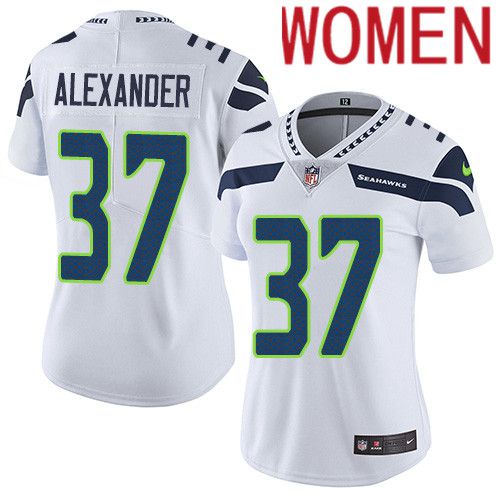 Women Seattle Seahawks 37 Shaun Alexander Nike White Vapor Limited NFL Jersey